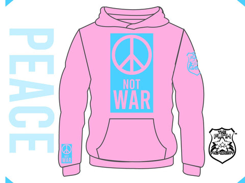 TFA PEACE not WAR hoodie sky blue on pink