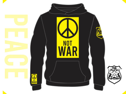 TFA PEACE not WAR hoodie yellow on black