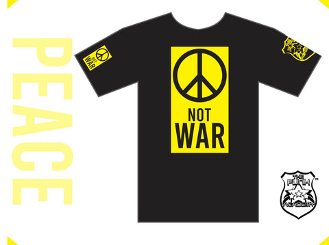 TFA PEACE not WAR t-shirt yellow on black